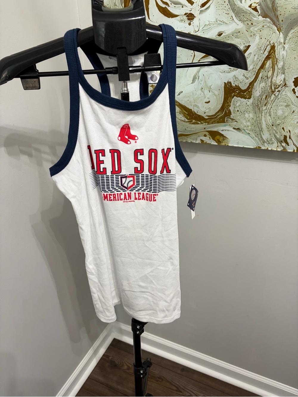 MLB Red Sox White Tank with Navy Trim